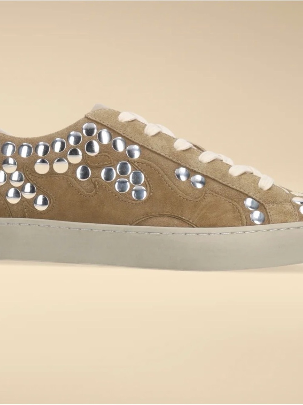 Doma Taupe Suede Studded Lace-Up Sneakers - Picture 2 of 2